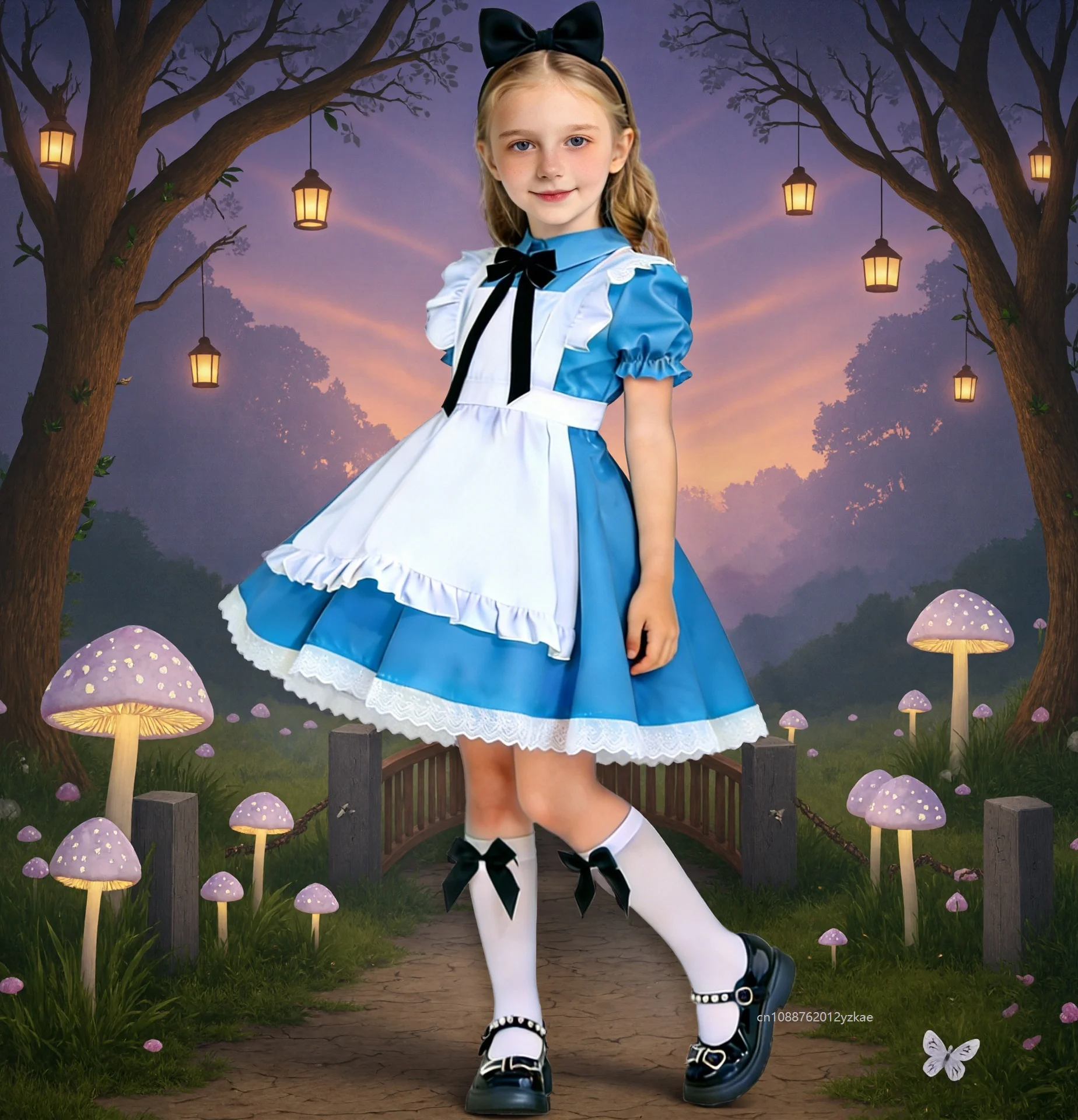 

2026 Enfant Blue Alice In Wonderland Halloween Costume For Niños Party Lolita Maid Dress Cosplay Fancy Carnival Costumes Chicas