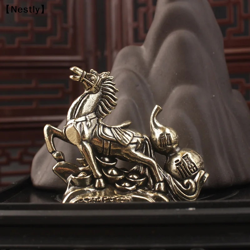 Bronze Calabash Horse Desktop Ornament Decoration Creative Metal Craft Home Decorations Zodiac Horse Statue Stereoscopic〔Nest〕