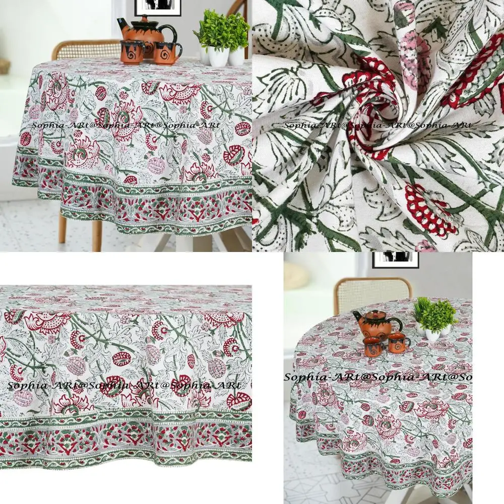 

Скатерть из хлопка с цветочным принтом для 6 персон, для улицы, патио и кемпинга, моющаяся, для праздничных вечеринок, для кухни (цветочный узор)