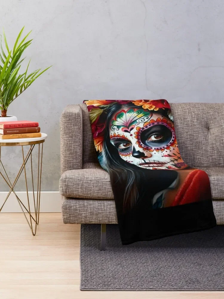 Dia de Los Muertos Throw Blanket Soft Beds Giant Sofa Vintage valentine gift ideas Blankets