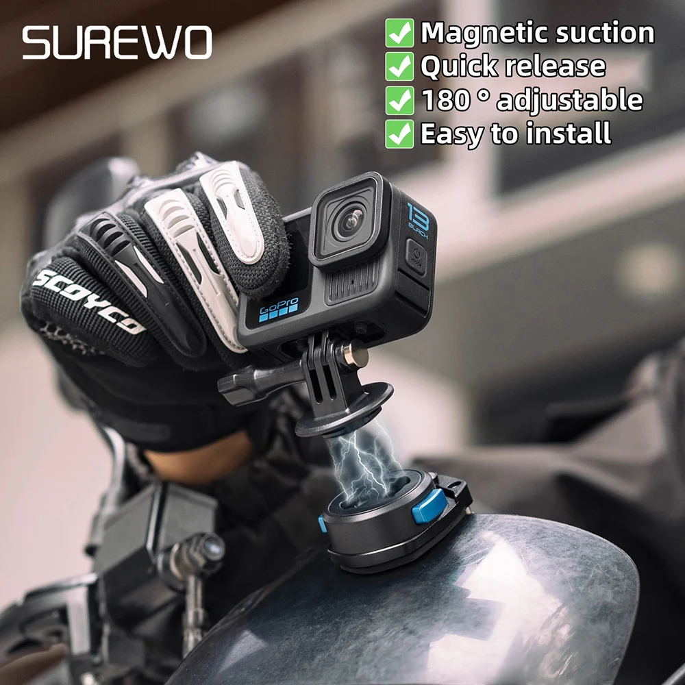 

SUREWO мотоциклетный быстросъемный зажим для лобового стекла, фиксирующая пластина, зажим для DJI GoPro 13 Insta360 Action 5, аксессуары для спортивной камеры