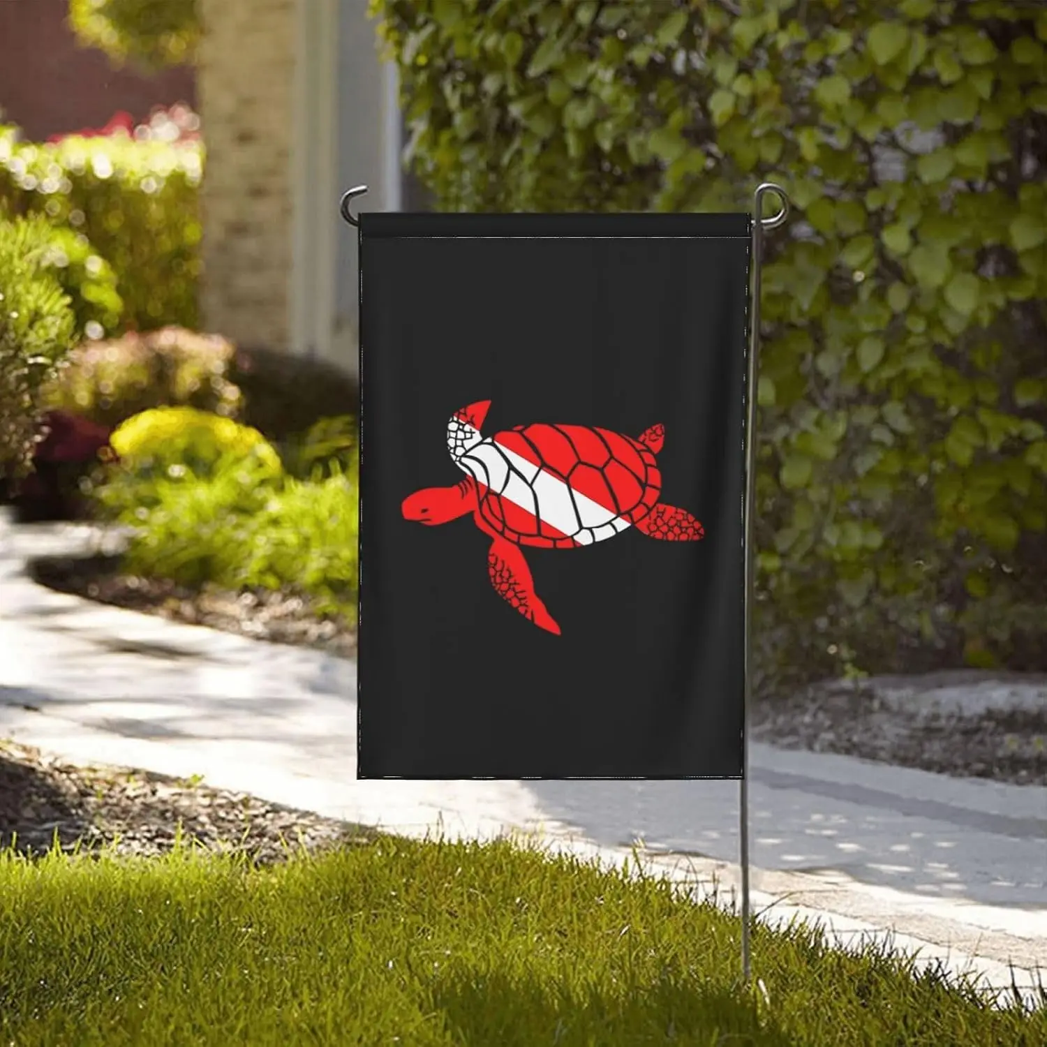 Sea Turtle Scuba Dive Garden Flag 12x18 Inch Double Sided Small Flags for Outside Yard Outdoor Decor Wall Banner uui