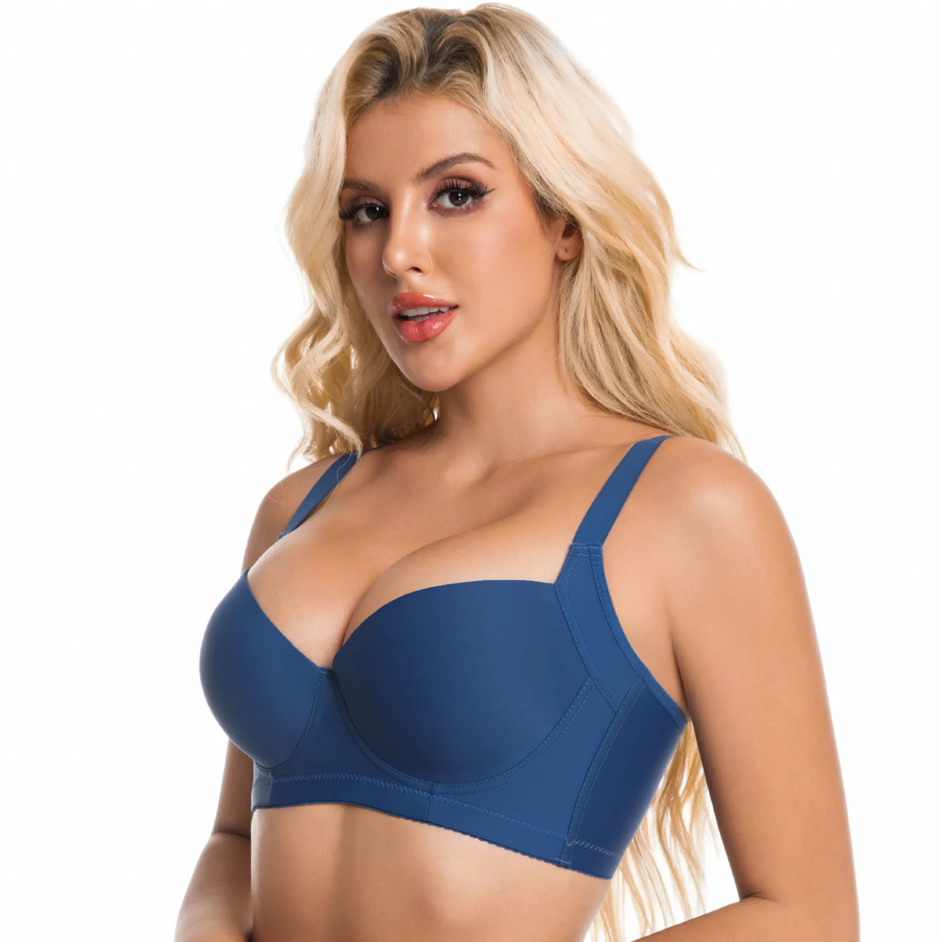 

Smooth Surface Bra for plus Size Women with Steel Ring Adjustable Design Gathered Side Breast Reduction Comfortable Underwear
