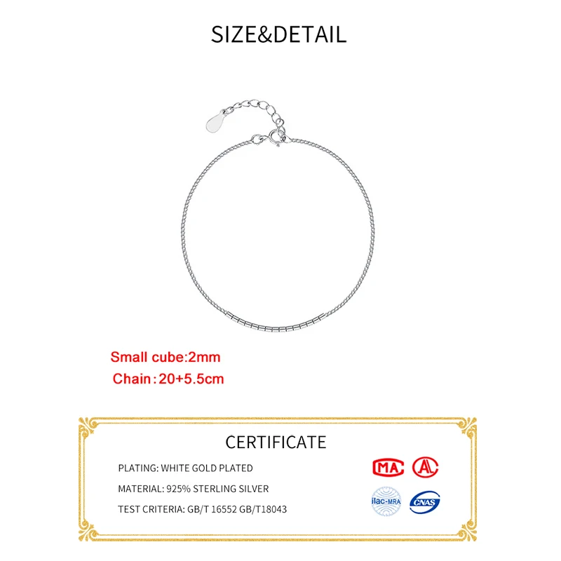 INZATT Real 925 Sterling Silver Small Move Cube Charm Anklet For Women Minimalist Classic Fine Jewelry Bijoux In Summer