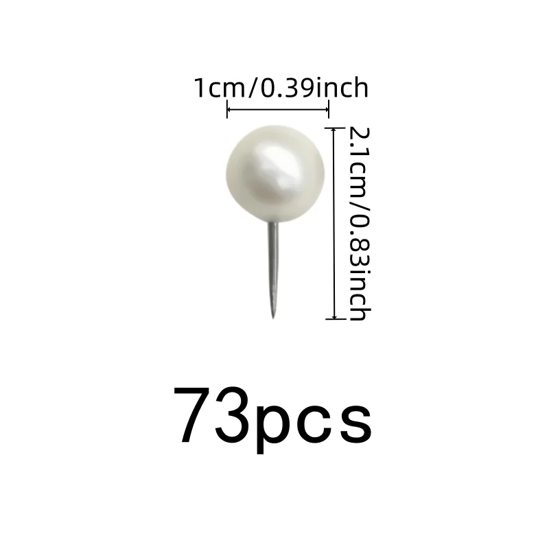 73 pcs Pearl Push Pins, Round Pearl Head Design for Office Bulletin Board, Multipurpose, Versatile, Practical