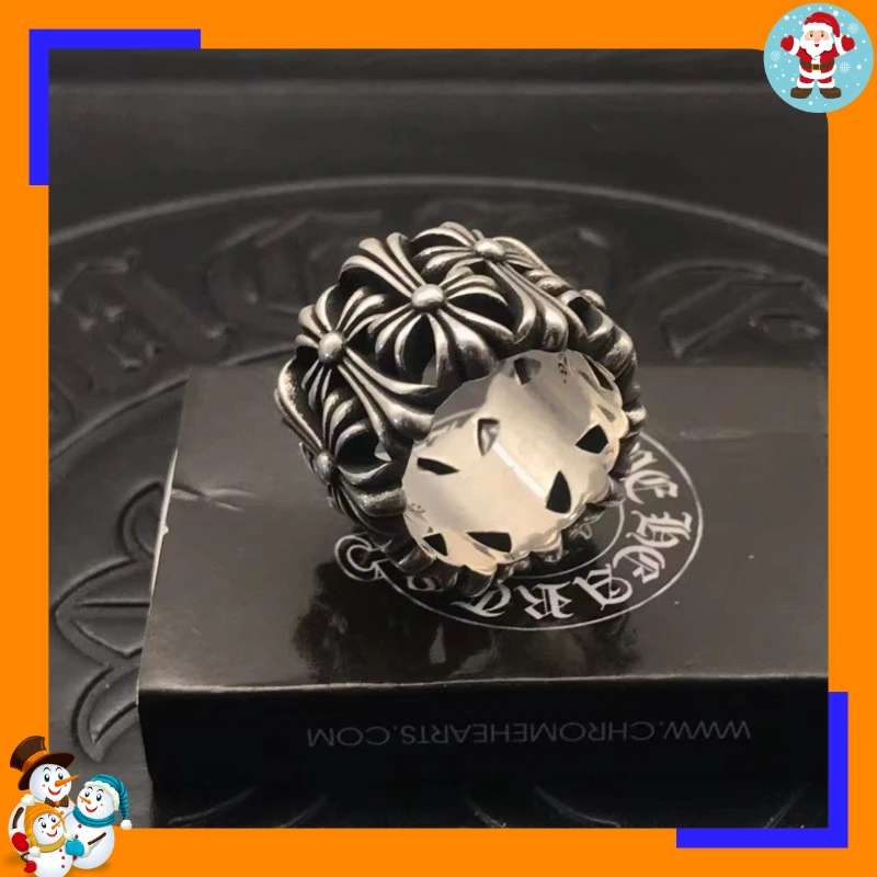Vintage Round Burial Cross Ring Ring Ring Men's Index Finger Medieval Tail Ring Niche Domineering Men's Ring