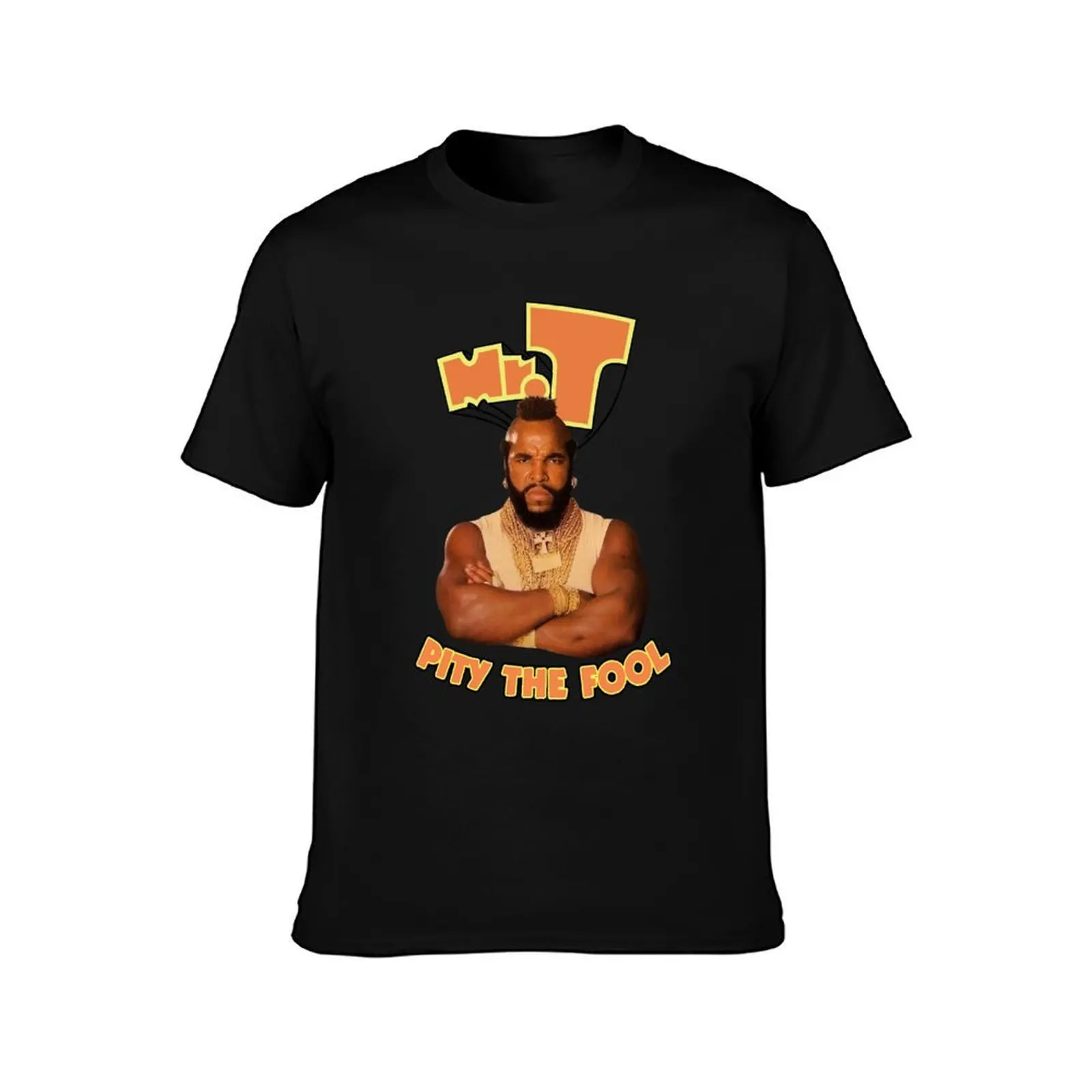 A Team Mr T Pity The Fool Mens BA Baracas Bling Chains Cadena T-Shirt, Summer Casual Cotton Tee, Oversized Streetwear Tops
