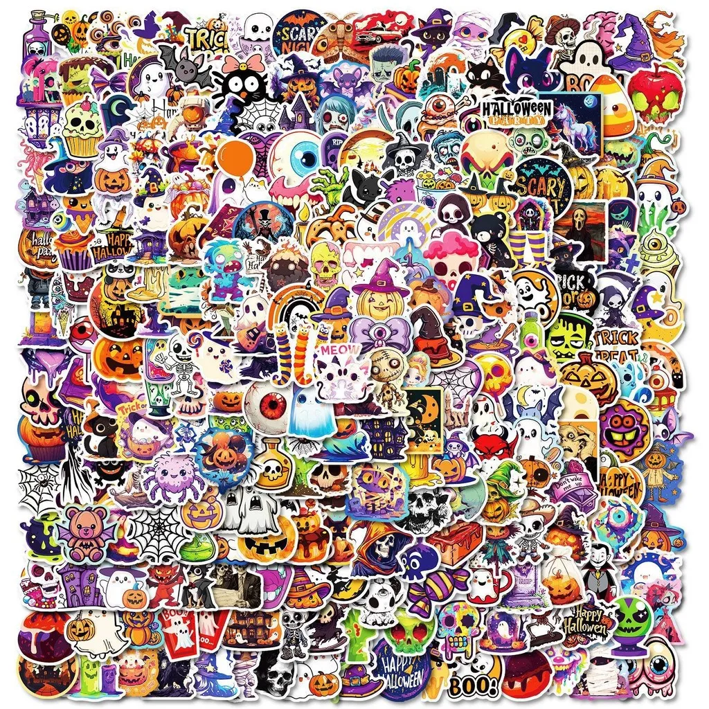 

50 шт. наклейки в стиле граффити на Хэллоуин — мрачный жнец, тыква и дизайн черепа для жуткого праздничного декора, магазин AnimeWorlds