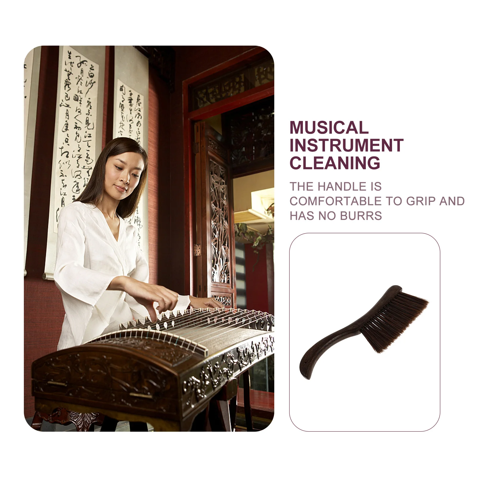 

Guzheng Cleaning Brush Brown Hair Material Instrument Accessory Durable Dust Removal Small Size Perfect Gift Musical
