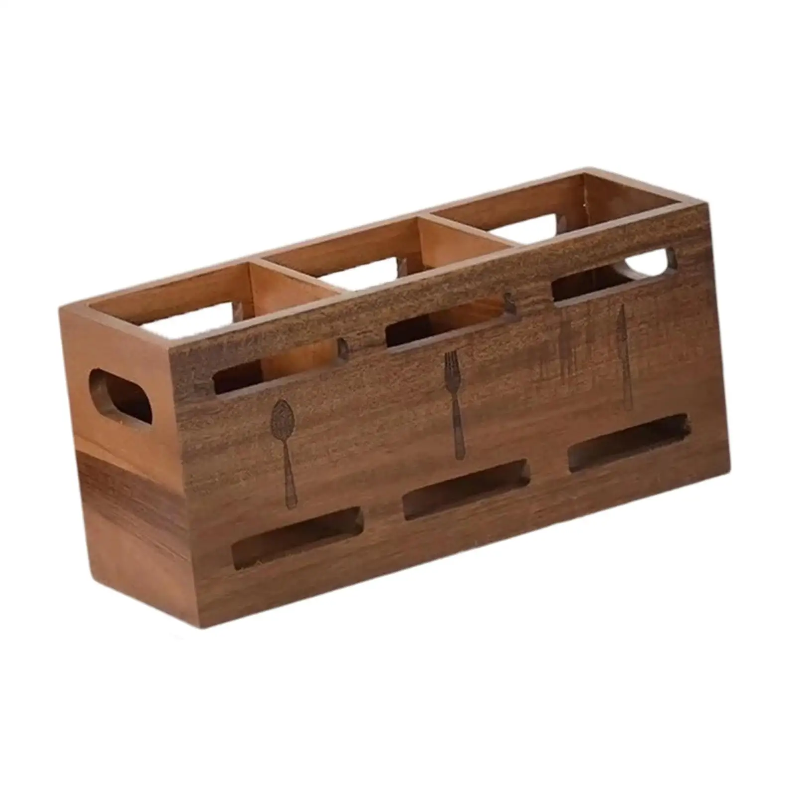 

Wooden Flatware Organizer Kitchen Utensils Crock Silverware Space Saving Container for Hotel Cabinet Cafe Dining Room Shop