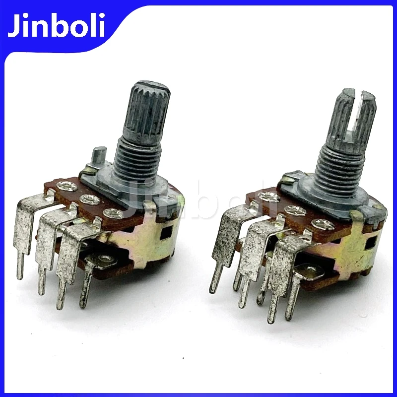 5PCS 16 Type WH148 Double Potentiometer B50K 6Pins Shaft Length 15MM Bent Foot Amplifier Audio Speaker Volume Potentiometers