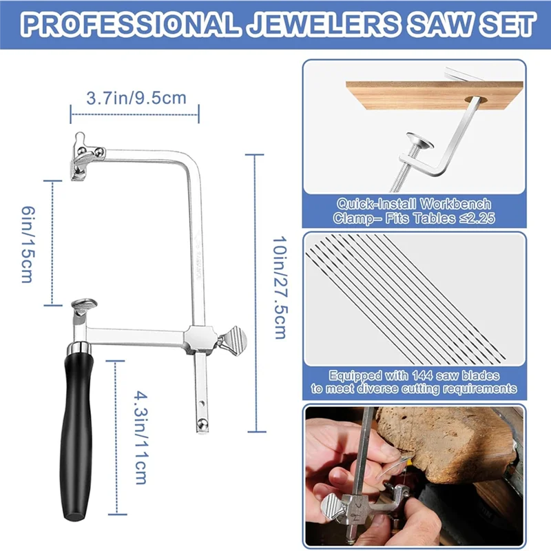 Il set di strumenti per gioiellieri FYBL include la sega per gioiellieri con 144 lame per sega, morsetto per perno da banco, morsetto ad anello in legno