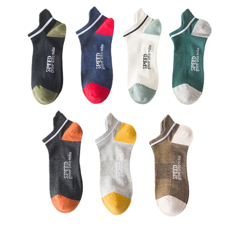 5 Pairs High Quality Men Ankle Socks Breathable Cotton Low Short Casual Stripe Anti-wear Fashion Four Seasons Street Plus Size