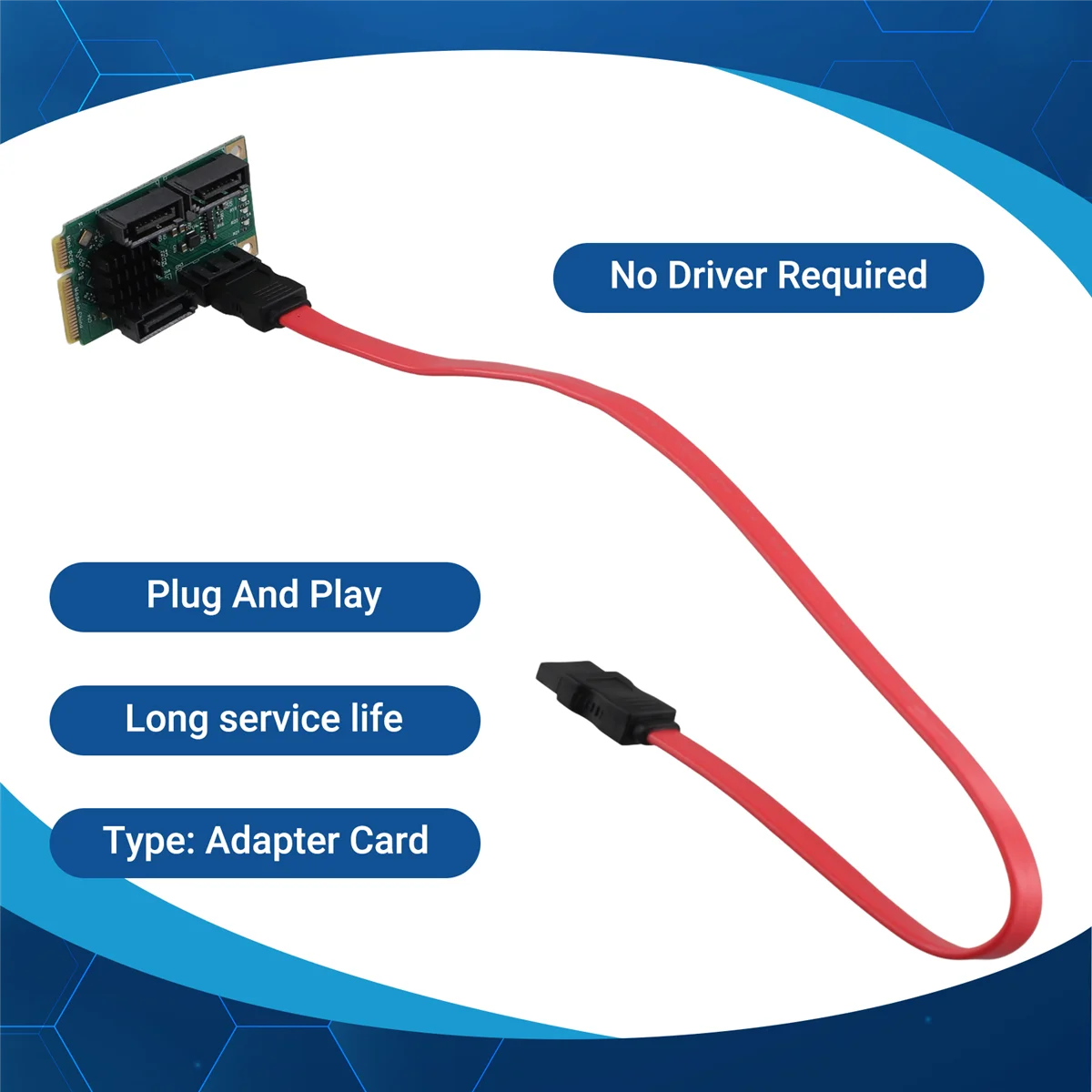 Adaptador de expansión PCIE a tarjeta de expansión SATA, MPCI-E de altura completa a interfaz SATA HDD Quad, tarjeta adaptadora para Synology