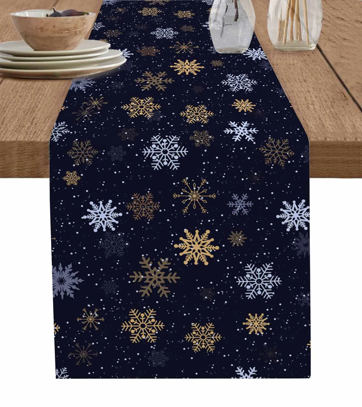 Snowflake Christmas Wave Point Decorations Coffee Table Decor Tablecloth Table Kitchen Decorative Table