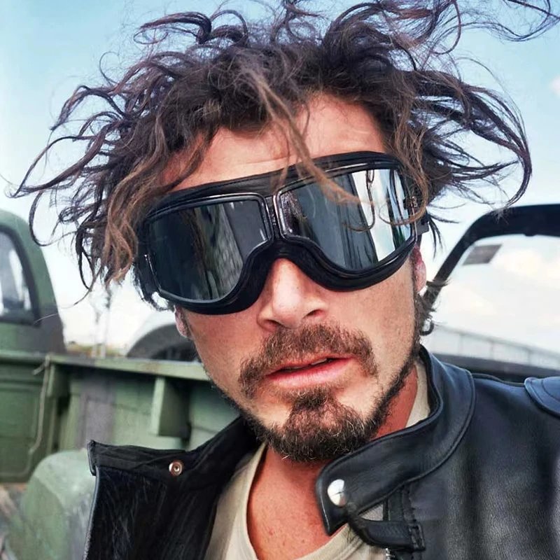 Leather Motorcycle Goggles Pilot Glasses Recreating An Old-Fashioned Style Wind-Powered Outdoor Bicycles And Skiing Goggles
