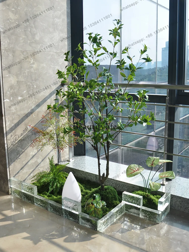 JJ *Modern landscape layout of simulated green plants indoors