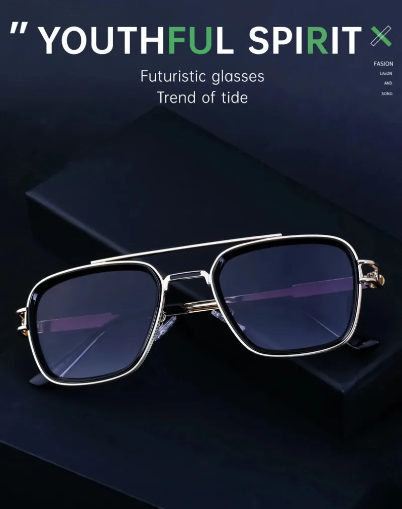 

Fashion Brand Square Sunglasses Women's Gradient Metal Rimmed Eyeglasses Frame Steampunk Outdoor Driving Glasses Men Gafas UV400