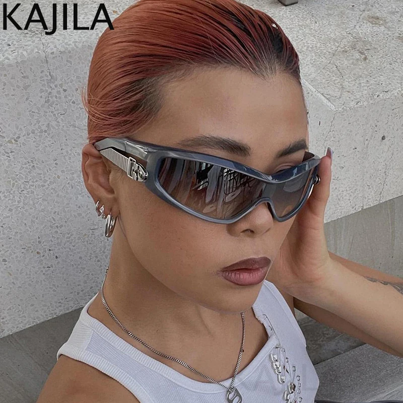 Y2k Punk One-piece Polarized Sunglasses Women Goggle 2024 Luxury Brand Steampunk Sun Glasses For Ladies Retro 2000\'s Eyewear