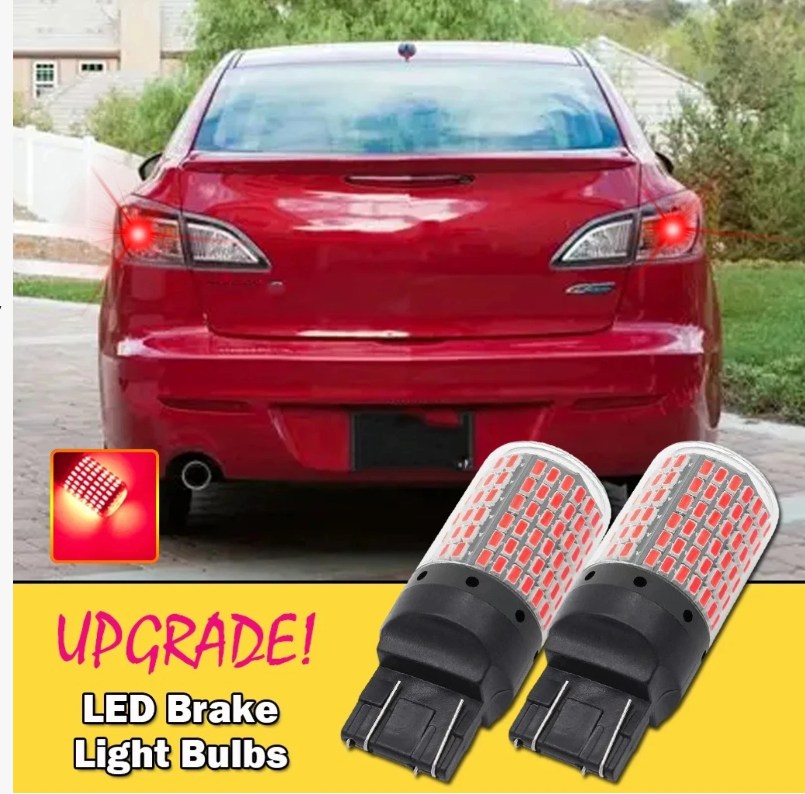 2x 7443  Led Red Upgrade 144 Smd Brake Light Stop / Tail Bulbs 12v