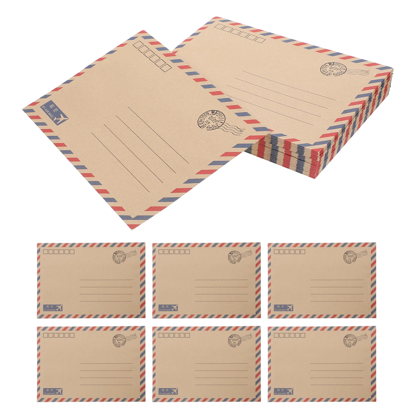 48pcs Vintage Envelopes Kraft Paper Airmail Stationery Set Cards Postcards Letter Paper WeddingInvitations for school and office