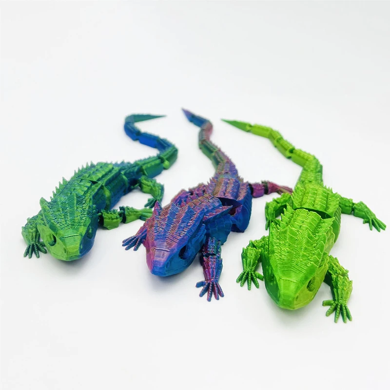 3D Printed Movable Lizard Figurine - Joinable Toy For Stress Relief And Creative Collection, Action-Packed Flexible Design