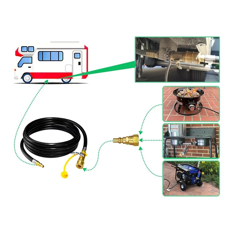 12 Ft Quick Connect Propane Hose For Rv To Grill, With 1/4 Inch Quick Key Connect Plug X 3/8 Inch Female Flare