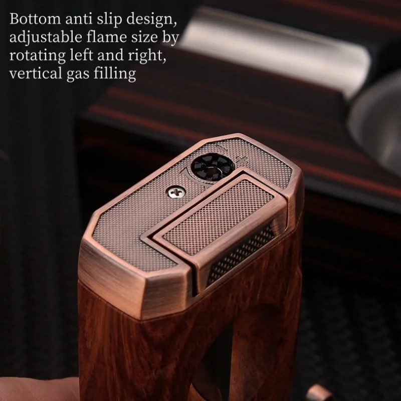 

Зажигалка для сигар HONEST, многофункциональная 2-в-1 с ножом для сигар, зажигалка с видимой газовой камерой, металлический материал, мужской элитный подарок