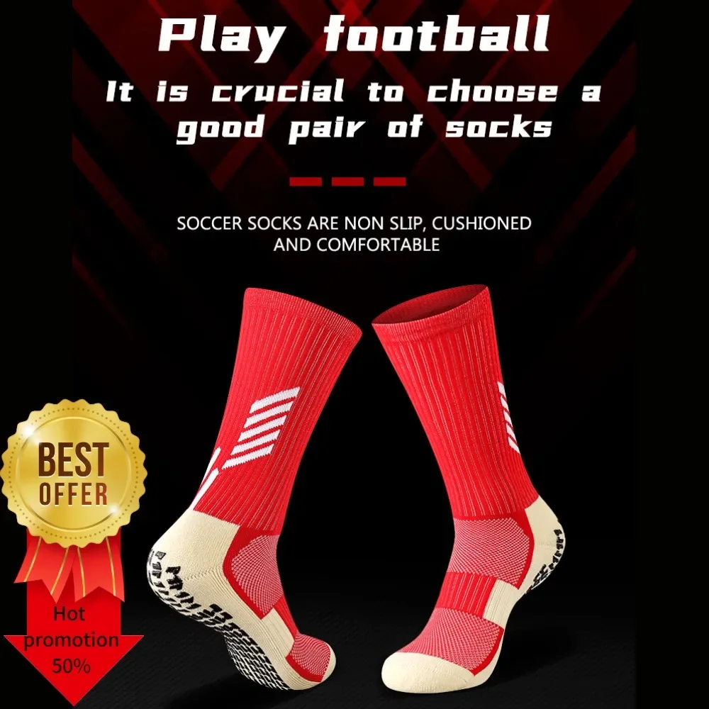 Grip Medium Tube Football Children Professional Anti-Slip Soccer Socks Men Cut Sweat Absorbing Towel Bottom Glue Non-Slip