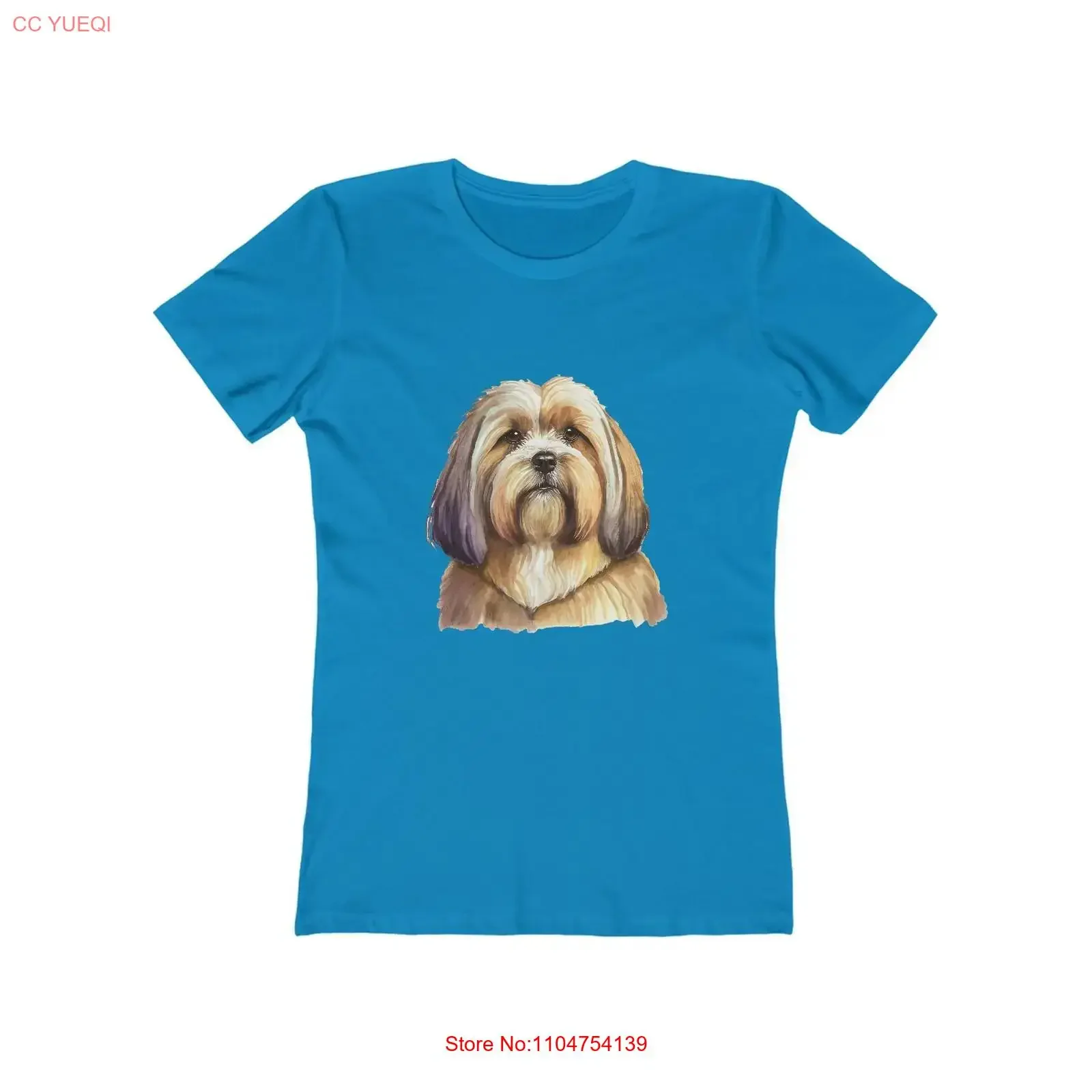 Camiseta de algodón 100% hilado anillado Lhasa Apso para mujer, corte ajustado, estilo vintage lavado, elástica, ropa de diseñador elegante, ligeramente transpirable