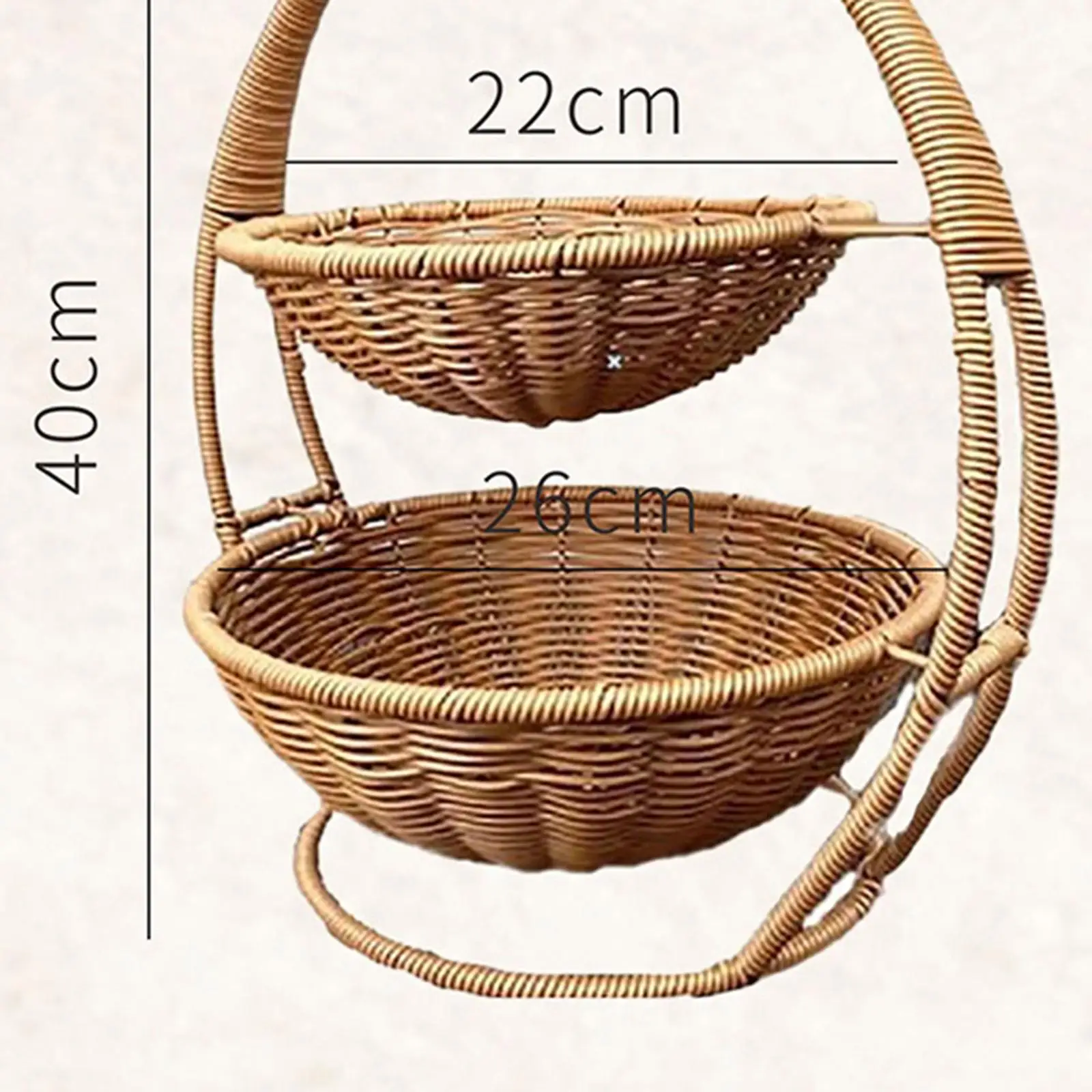 2 Tier Storage Basket Round Serving Tray for Countertop Living Room - view 3