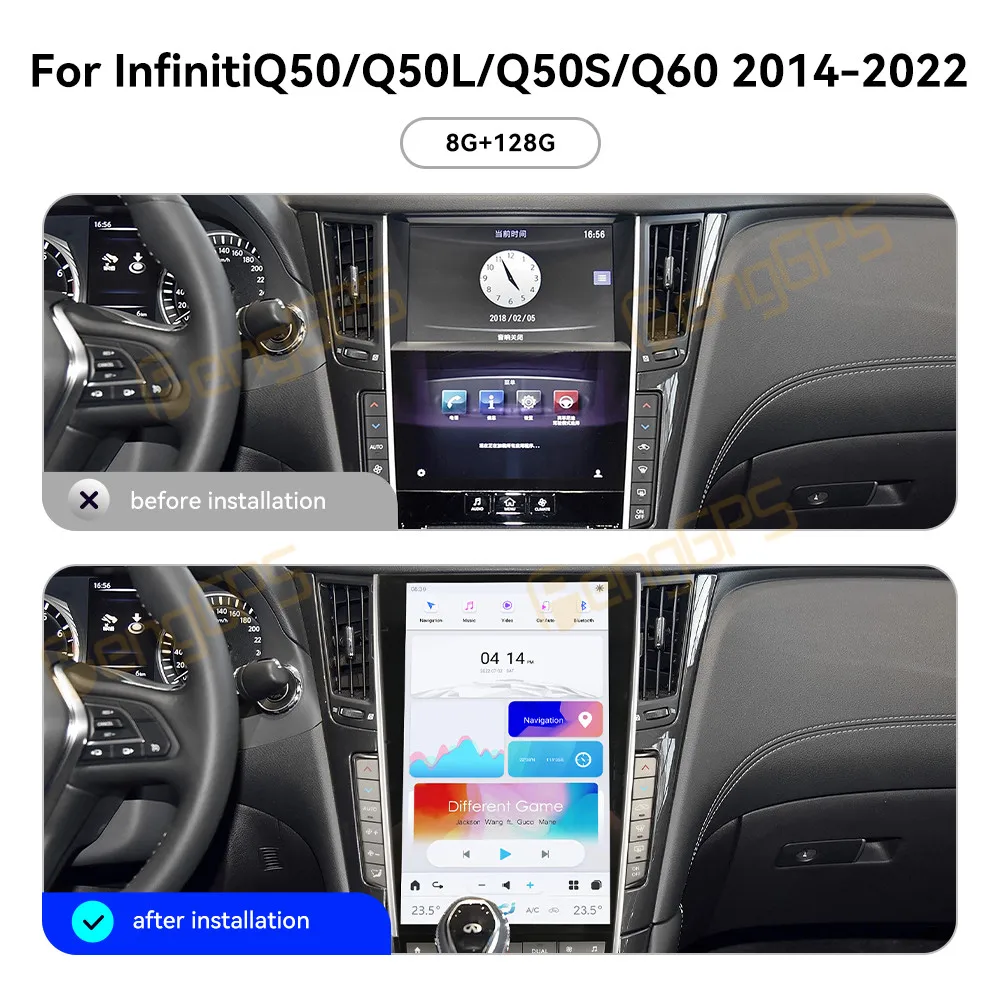 13.6'' For Infiniti Q50/Q50L/Q50S/Q60 2014-2022 Wireless Carplay Multimedia Display Touch Screen Android auto Head Unit 360 WIFI