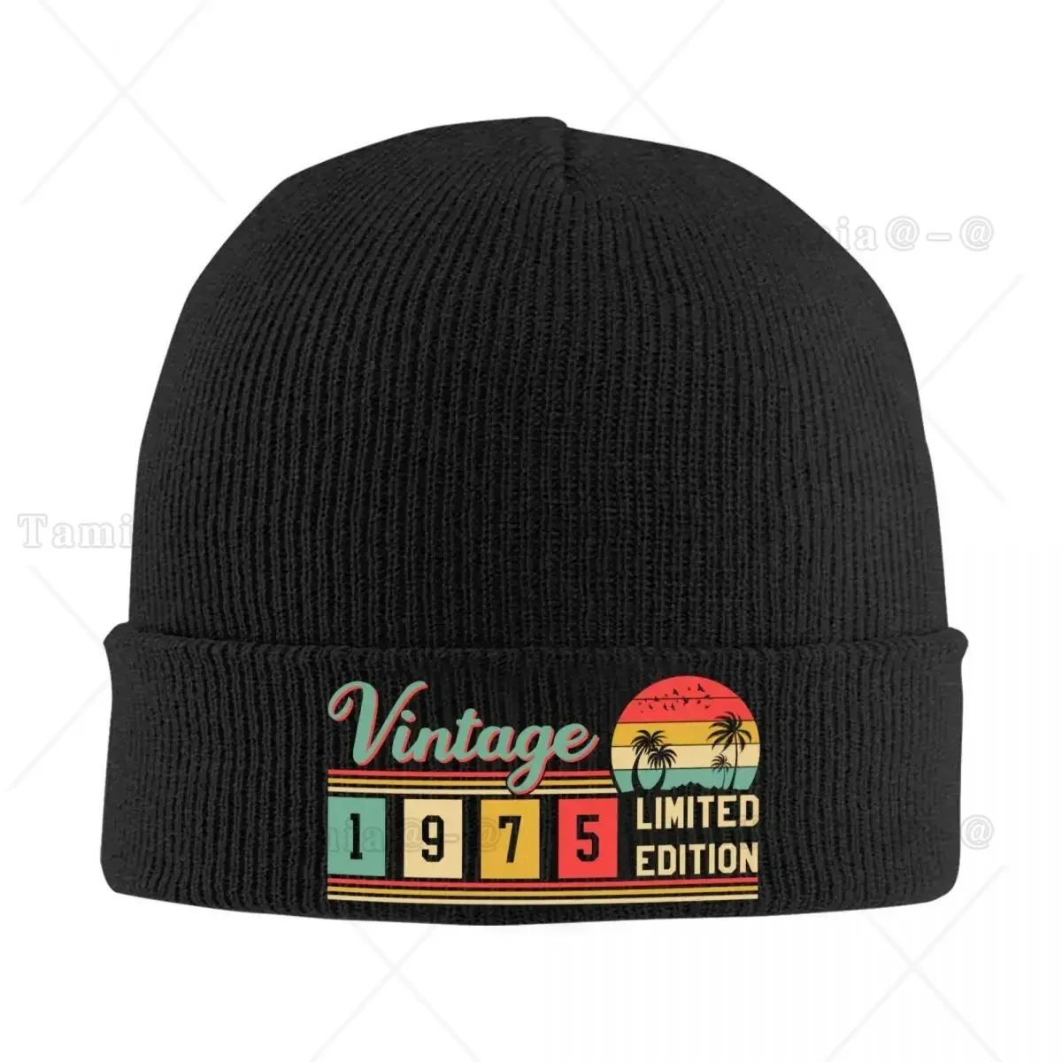 New Custom 50th Years Bitrhday Vintage 1975 Limited Edition Gift Skullies Beanies Caps Unisex Winter Warm Knit Hat Adult Bonnet