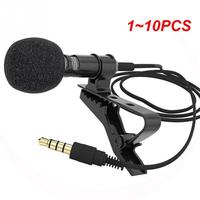 1~10PCS 3.5 mm Microphone Clip Tie Collar for Mobile Phone Speaking in Lecture 1.5m/ Bracket Clip Vocal Audio Lapel Microphone