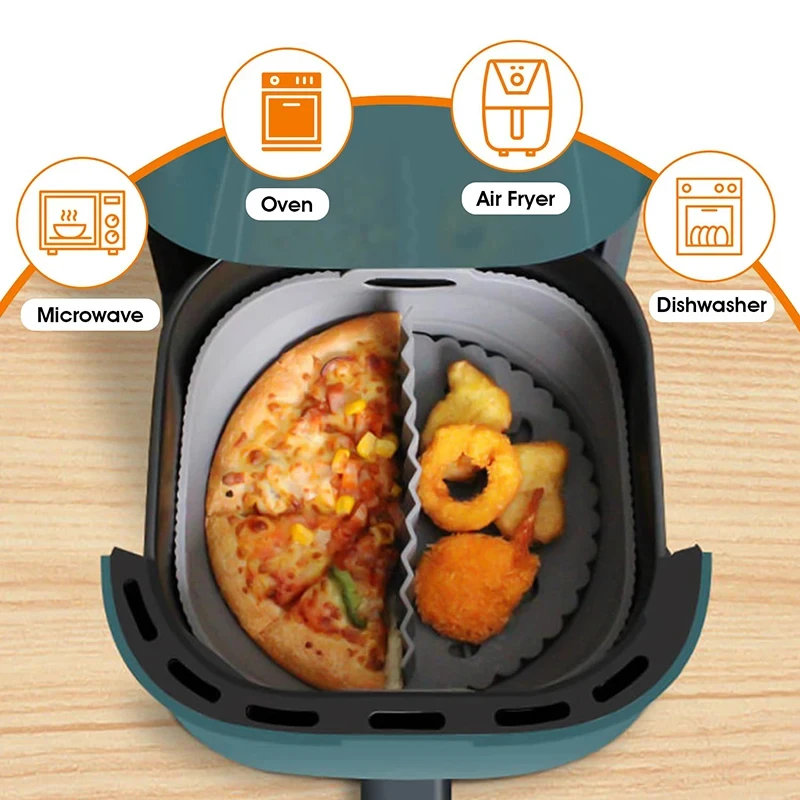 Ronde Air Friteuse Accessoires Set Siliconen Airfryer Mand Mold Liner Herbruikbare Oven Grill Bakrek Pizza Cake Pan Tray