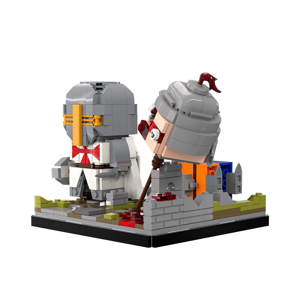 

Конструктор MOC: Воин-тамплиер в белой мантии с культовым щитом-вымпелом с красным крестом, фигурка из кирпичиков, игрушка, подарок для взрослых