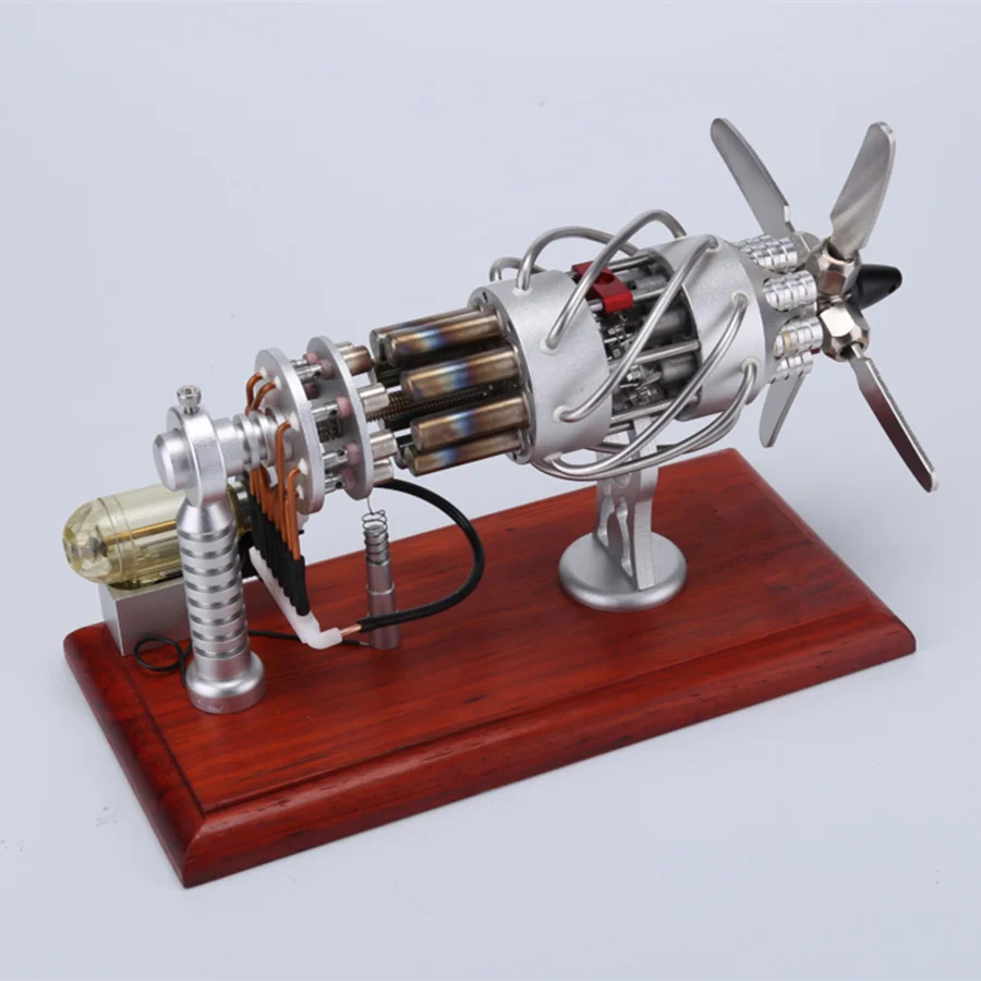 16 Cylinder Stirling Engine Model Swash Plate Glass Hot Cylinder Engine Model Kit Engine Physics Puzzle Science Gift Toy