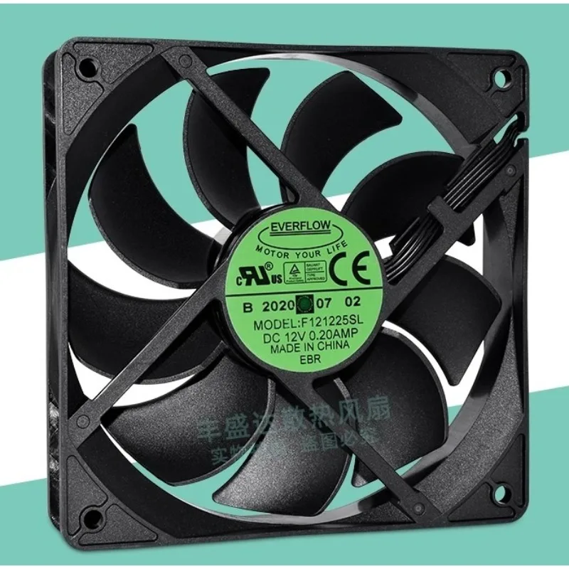 

New Cooler Fan for EVERFLOW F121225SL 12V 0.20A 12025 12CM Computer Case Cooling Fan 120 * 120 * 25MM