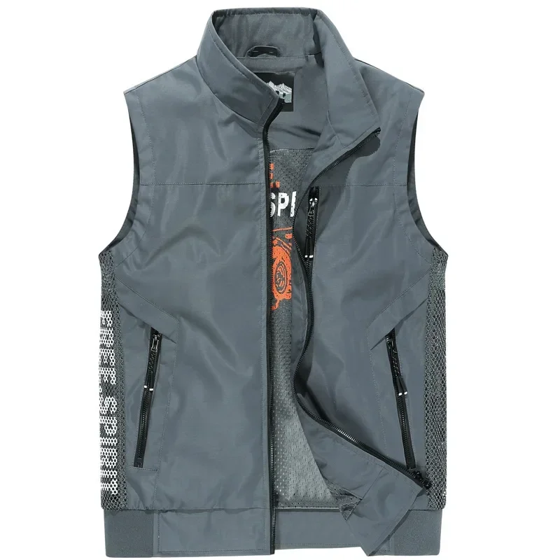 MAIDANGDI Quick drying vest men's standing collar  spring sleeveless vest arge and thin workwear  shoulder jacketsports outdoor