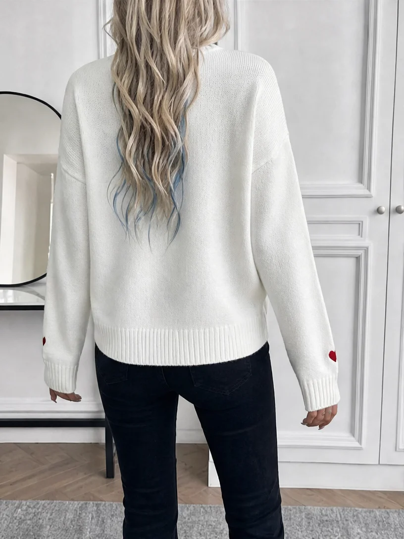 Eleganter Roter Herz-Strickpul – Women Formal Wear Trends Bewertung und Preis