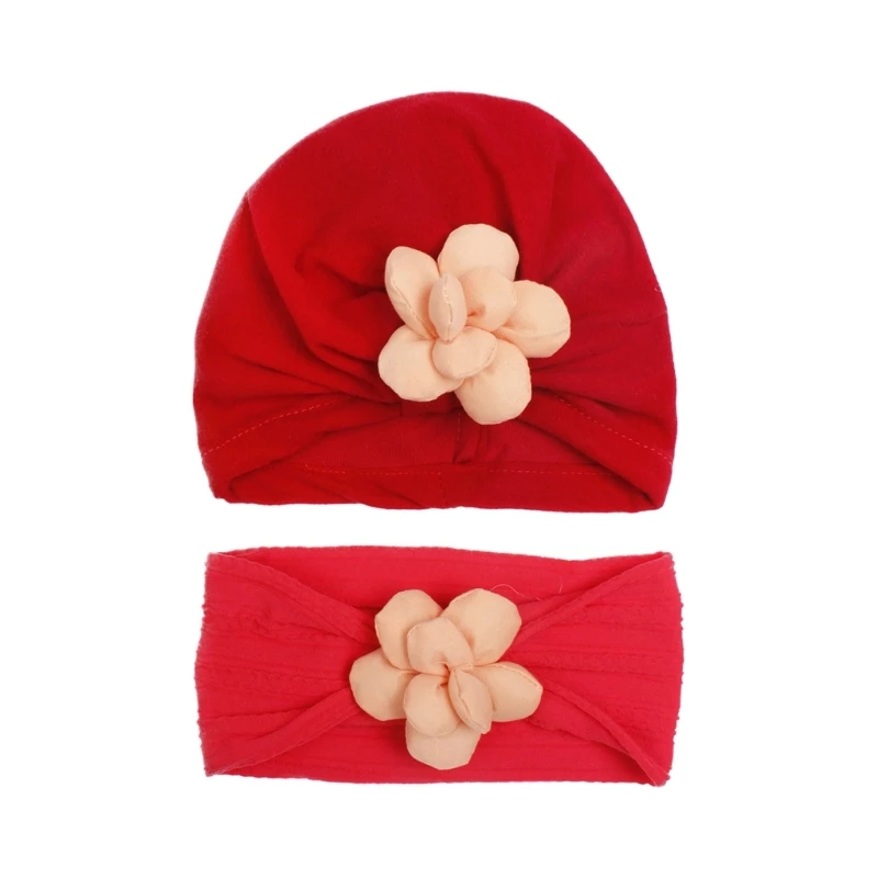 Stirnband mit Beanie-Mütze für kleine Mädchen, Blumen-Haarbänder, dreidimensionale dekorative Kopfbedeckung,