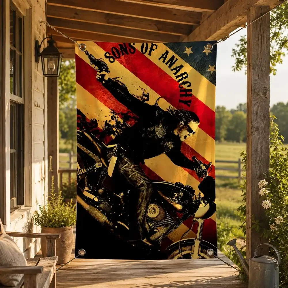 TV Series S-Sons of Anarchy Flags Decorative Flag Banner for Indoor Outdoor Wall Garden Yard Porch Patio Home Party Decor