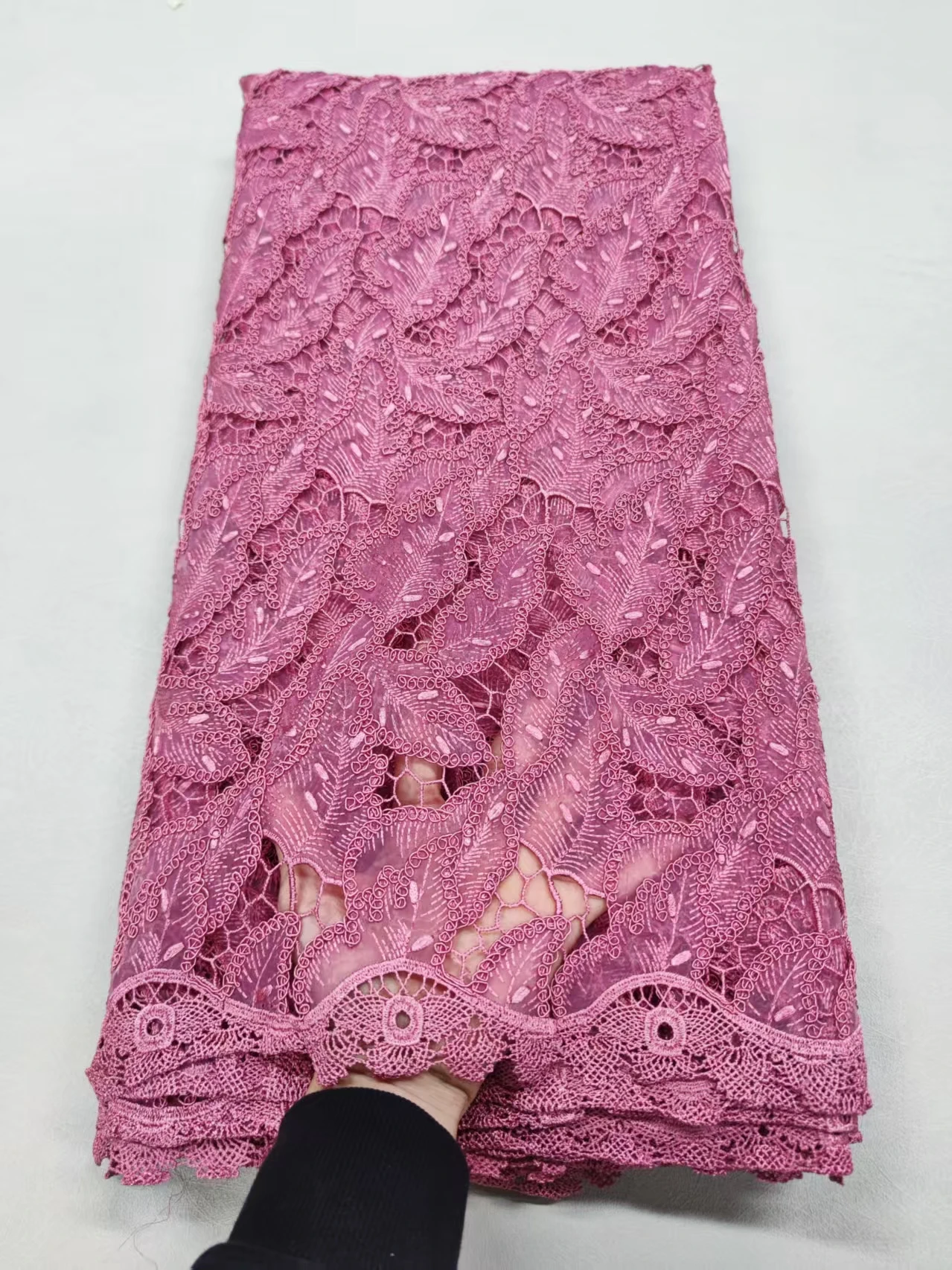 

2025 High Quality African Nigerian With Tulle Sewing Lace Fabric Guipure Embroidery Dresses Sequins Beads Stone 5yards XL067