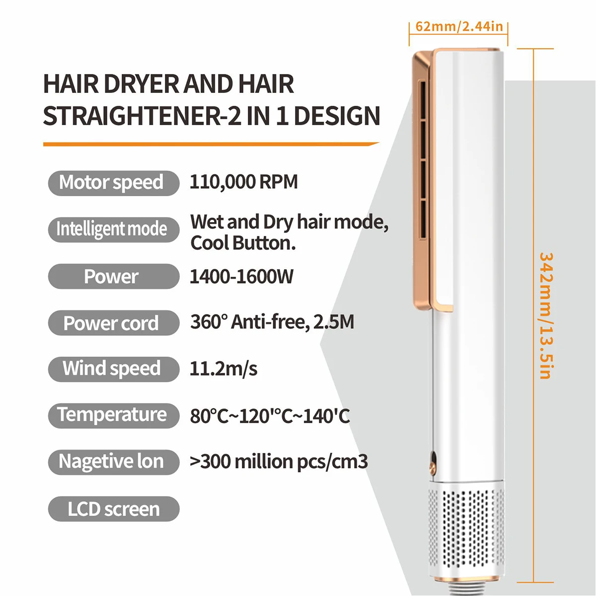 2 in 1 Ionic Hair Straightener, Professional Curling Comb, Low Moq, Free Dryer Included, Salon Quality Styling Tool