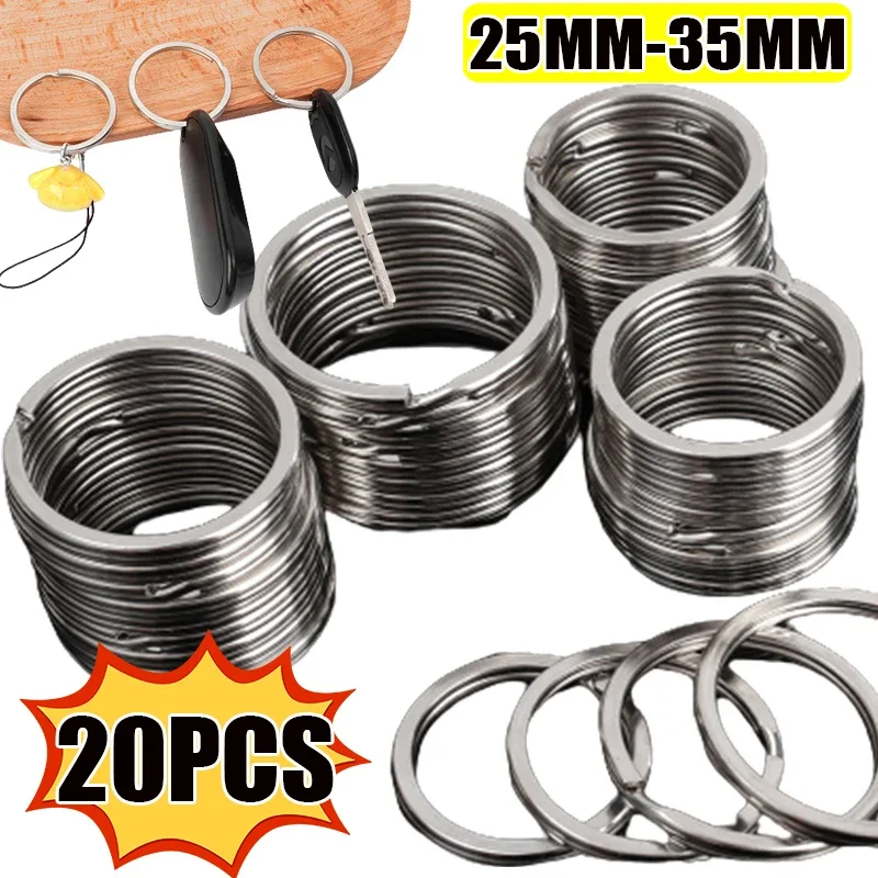 20pcs Stainless Steel Key Rings 25/28/30/32/35mm Round Flat Line Split Rings Keyring for Jewelry Making Keychain DIY Findings