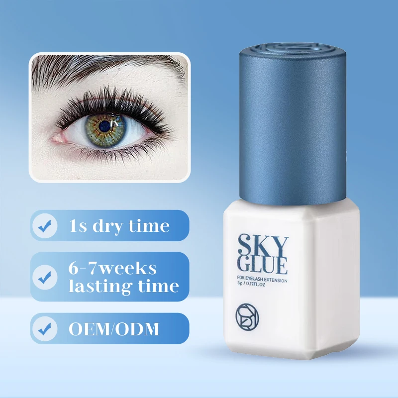 5 ขวด SKY S + กาวสําหรับขนตา 5ml Original Korea Sky Blue หมวก False Lash กาวแต่งหน้าเครื่องมือ Beauty Shop อุปกรณ์