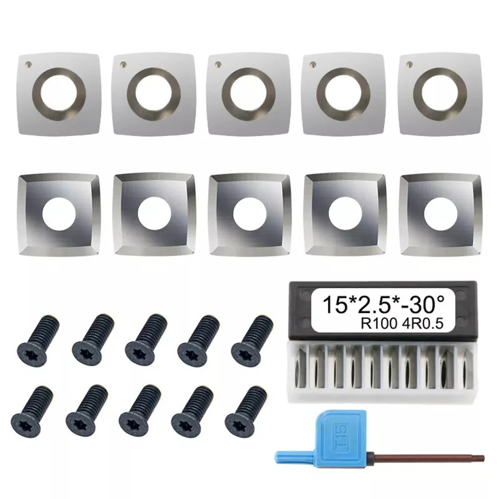 

Innovative Carpentry Tools Set of Ten Carbide Inserts (15mm) Offering Four Cutting Edges and a Functional 4 Radius for Lathes