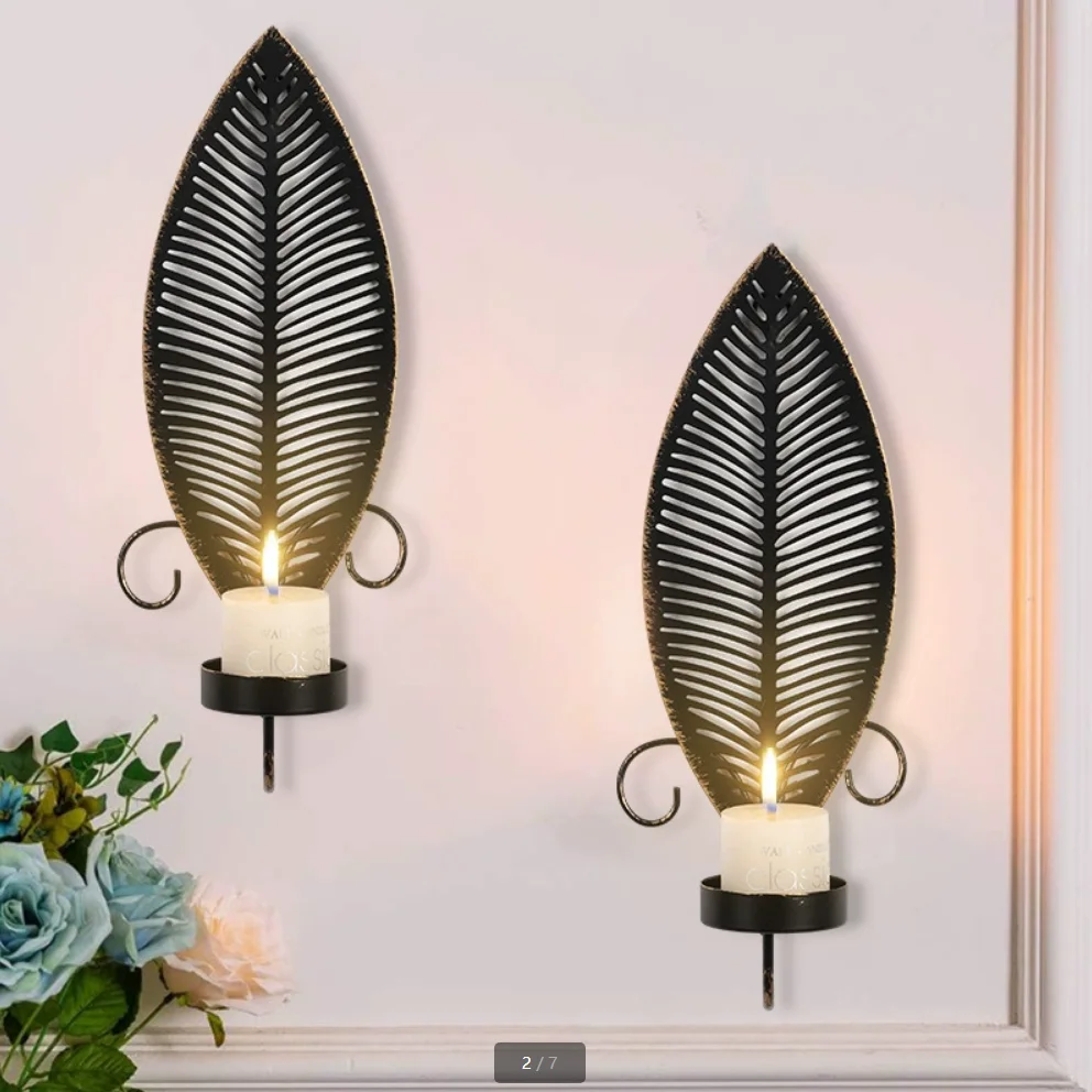 

European retro candle holder, iron black gold candle holder, wall mounted living room wall decoration, aromatherapy candle stand