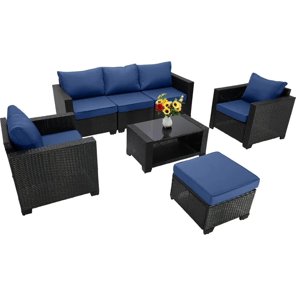 

7 Pieces Patio Furniture Sets Outdoor Furniture Wicker Patio Conversation Set Outdoor Sectional for Backyard Lawn Poolside