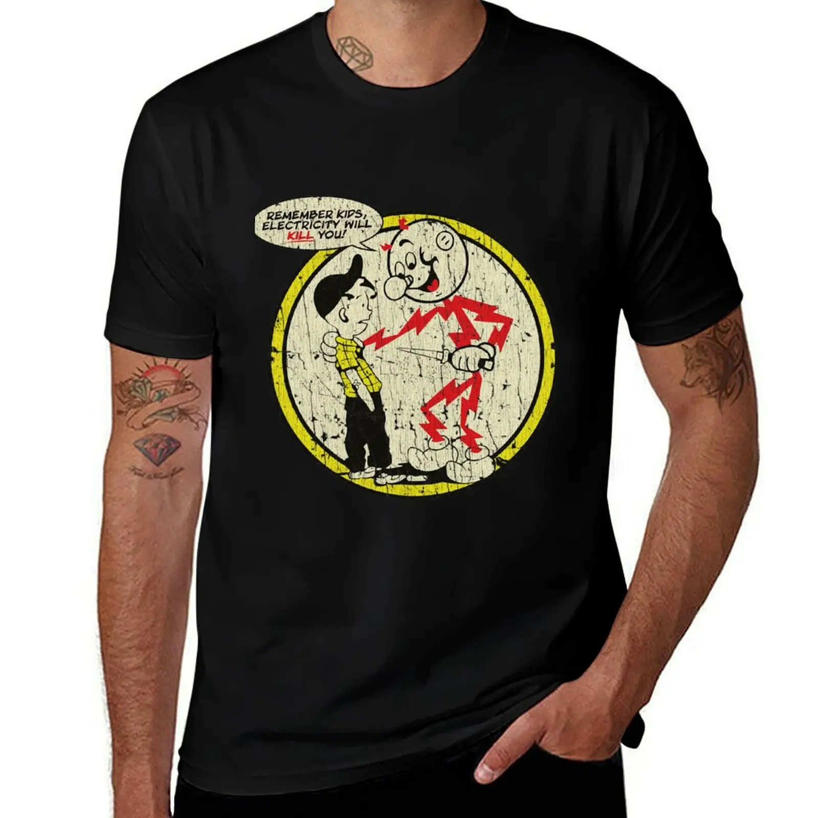 Reddy Kilowatt Remember Kids, Electricity Will Kill You 1926 T-Shirt plus size tops baggy shirts tshirts for men